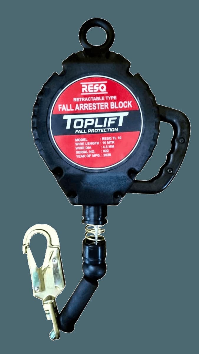Retractable Fall Arrester with Galvanized Steel Wire Rope Block 10 Meter (Size-10 metre)